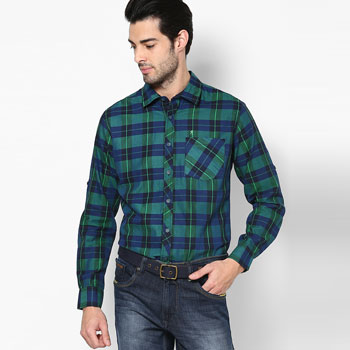 Checked Green Casual Shirt