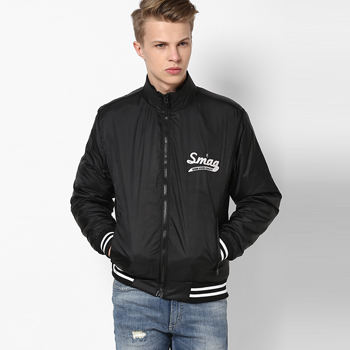 Solid Black Casual Jacket