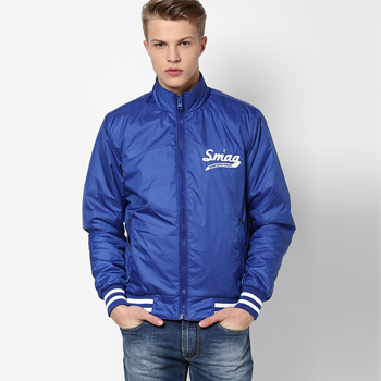 Solid Blue Casual Jacket