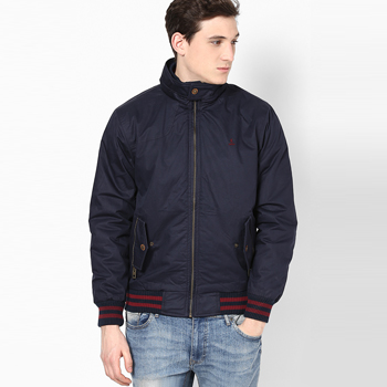 Solid Blue Casual Jacket