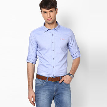 Solid Blue Casual Shirt