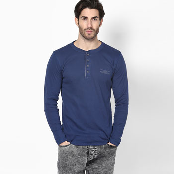 Solid Blue Henley T-Shirt