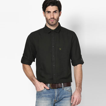 Solid Green Casual Shirt