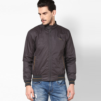Solid Grey Casual Jacket