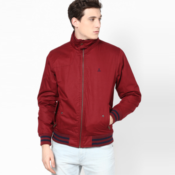 Solid Red Casual Jacket